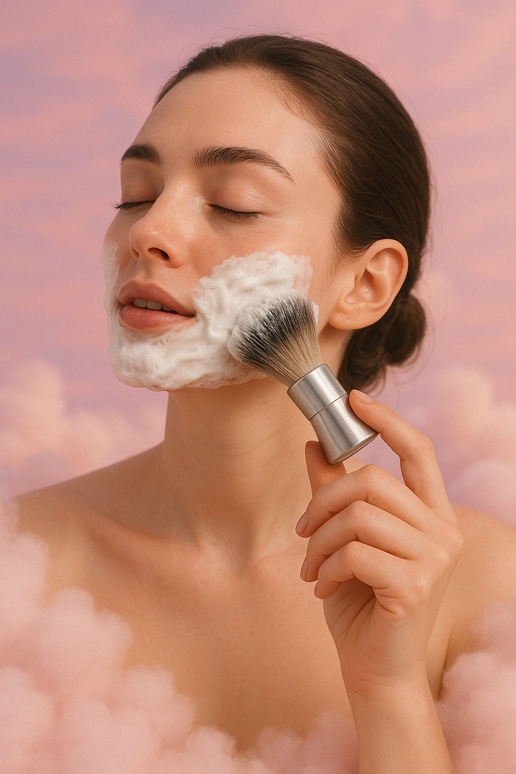 Stainless Steel Shaving Brush with Nylon Bristles (One Piece)